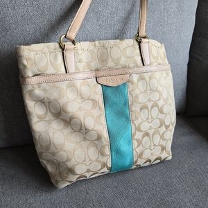 Coach Purse Tan/Teal